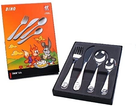 KIDDI-MEDIA - ZWILLING 07009-210 Kinderbesteck-Set Bino mit Namensgravur / 4-teilig