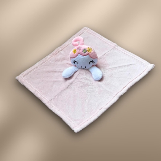 Babydecke inklusive Trösterchen mit Name und Geburtsdatum Bestickt/kuschelig weich / 1A Qualität (Blumenmädchen 1)