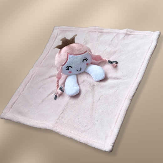 Babydecke inklusive Trösterchen mit Name und Geburtsdatum Bestickt/kuschelig weich / 1A Qualität (Prinzessin 1)