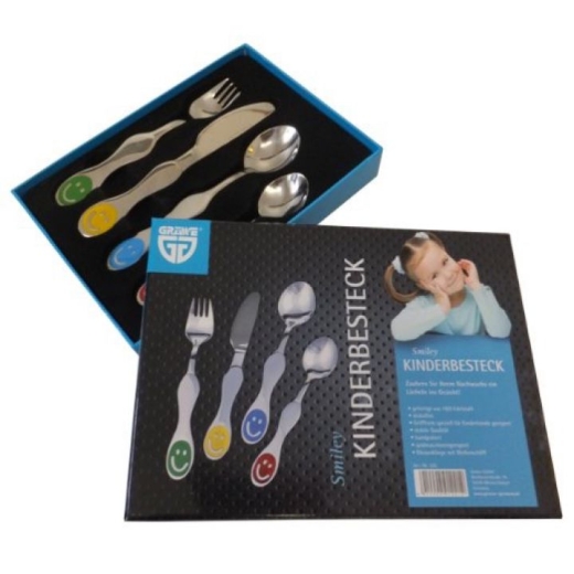 Kinderbesteck mit NamensGravur Motiv "SMILEYS"