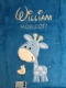 Babydecke - bestickt mit Name - Blau GIRAFFE