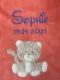 Babydecke - bestickt mit Name - Coralle KATZE