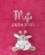 Babydecke - bestickt mit Name - Hellpink GIRAFFE