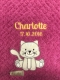 Babydecke - bestickt mit Name - Pink - KATZE (extra Flausch)