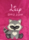 Babydecke - bestickt mit Name - Pink - Waschbär