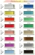 Übersicht von 16 verschiedenen Garnfarben für die Bestickung einer Babydecke. Die Farben sind nummeriert und umfassen Weiß, Gelb, Orange, Rot, Rosa, Pink, Lila, Hellblau, Blau, Türkis, Hellgrün, Grün, Beige, Braun, Grau und Schwarz.