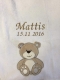 Babydecke - bestickt mit Name - Weiss BÄR
