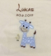 Babydecke - bestickt mit Name - Beige Giraffe hellblau