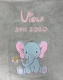 Babydecke - bestickt mit Name - Grau ELEFANT