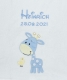Babydecke - bestickt mit Name - Weiss GIRAFFE Blau