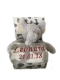 Babydecke mit Name & Geburtsdatum bestickt inkl. Plüsch Stofftier (Grau/Weiss - ELEFANT)