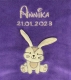 Babydecke - bestickt mit Name - Lila HASE