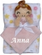 Babydecke inklusive Trösterchen mit Name und Geburtsdatum Bestickt/kuschelig weich / 1A Qualität (Blumenmädchen 2)