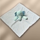 Babydecke inklusive Trösterchen mit Name und Geburtsdatum Bestickt/kuschelig weich / 1A Qualität (Hellblau Elefant Streifen)