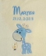 Babydecke - bestickt mit Name - Beige Hellblau GIRAFFE