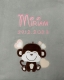 Babydecke - bestickt mit Name - Grau AFFE HERZEN