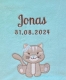 Babydecke - bestickt mit Name - Aqua - KATZE
