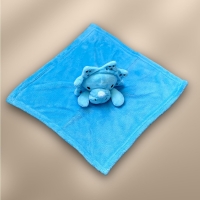 Babydecke inklusive Trösterchen mit Name und Geburtsdatum Bestickt/kuschelig weich / 1A Qualität (Blau Dino)