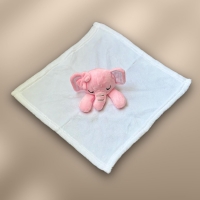 KIDDI-MEDIA Babydecke inklusive Trösterchen mit Name und Geburtsdatum Bestickt/kuschelig weich / 1A Qualität (Rosa Elefant Blumen)